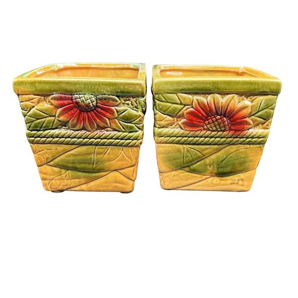 Robinson Ransbottom Pottery Company Vintage "Celestial Sun Moon" Unique Set Of 2 - Picture 2 of 11